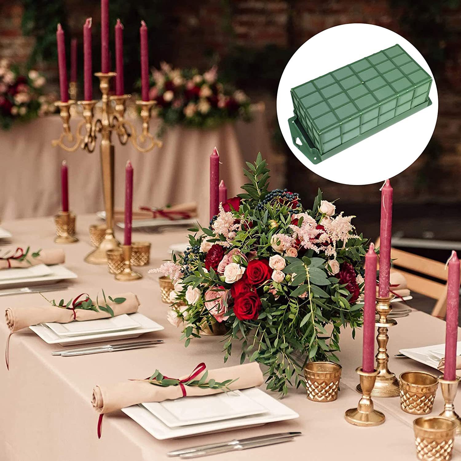 Un lote de soporte de baldosas de barro de flores transfronterizo, bloque de barro de arreglos florales, marco de jaula rectangular de esponja, soporte de flores de plástico, escritorio