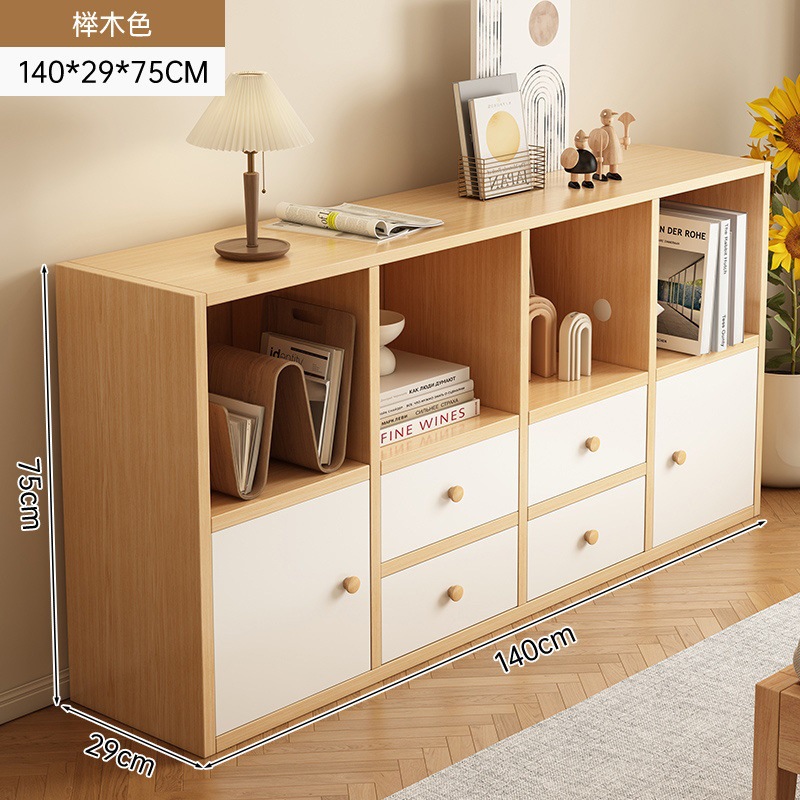 [서랍 4개, 문 2개, 수납공간 8개] 140*29*75cm 너도밤나무색