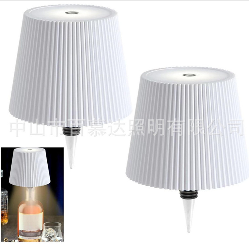 led wine bottle table lamp stripe embedded RGB bar atmosphere lamp restaurant bedroom creative night light rechargeable table lamp