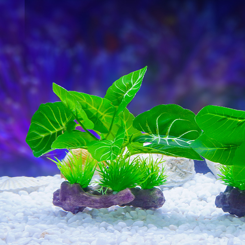 Suministro de nuevos adornos de simulación transfronterizos, decoración de plantas verdes de acuario, hojas de pez betta, madera sumergidas, plantas de paisajismo de peceras