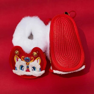 New national style baby walking shoes infant soft bottom Tiger toe shoes festive red embroidered handmade dragon tiger breathable cloth shoes