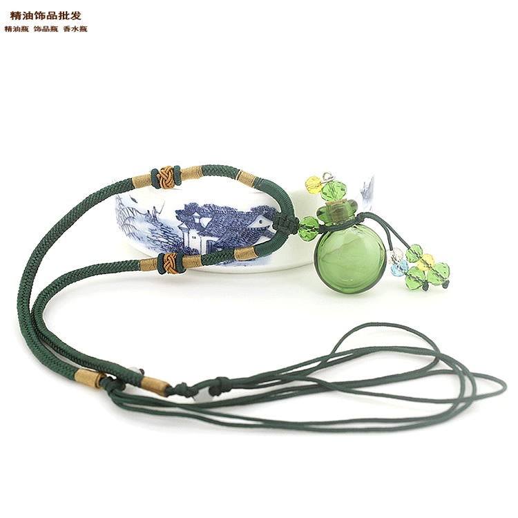 精油饰品网翠绿色透明荷包满满精油瓶配双扣绳项链2.jpg