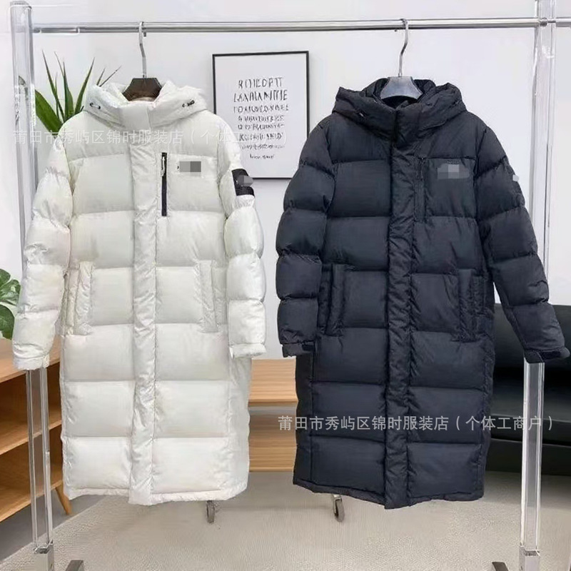 Putian Classic North Face Long down Jacket over the Knee Hooded Men and Women Couple Bread Jacket Windproof Thickened Warm Jacket