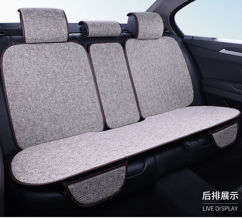 Car Seat Cushion, Universal for All Seasons, Car-Specific Cotton and Linen Thickeneded, Tie-Free Fabric Linen Single-Piece Car Seat Cushion and Chair Cover