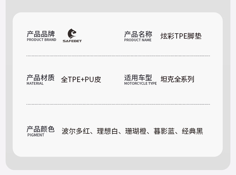 Tank 300L, Tank 400, Tank 500, Tank 700 Special Vehicle-Specific Colorful Tpe Car Floor Mats and Interior Accessories