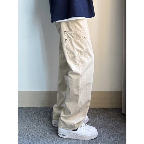 Men's Summer American Streetwear Fashion Wide Leg Pants Trendy Versatile Loose Straight Leg Casual Long Pants