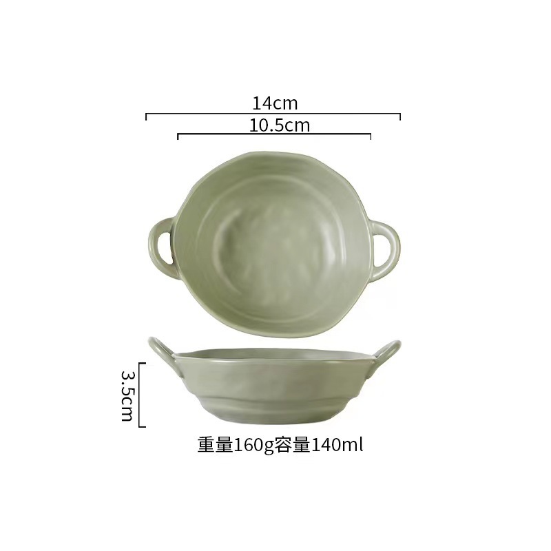 人気の手作り不規則双耳陶器ボウル、高級家庭用フルーツ高価値インスタントラーメンボウル、スープボウル、サラダボウル|undefined