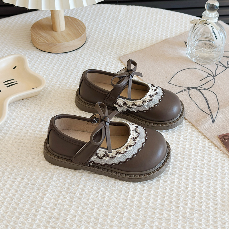 Modas infantiles versátiles zapatos de cuero 2026 nuevo verano niñas encaje arco zapatos princesa zapatos Lefour image 4