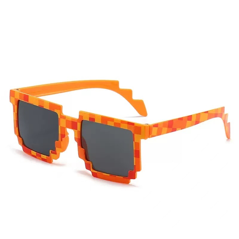 Mosaico gafas gafas de sol bidimensionales chatter personalidad gafas de sol de píxeles de fiesta reticular gafas de viento de píxeles rojos