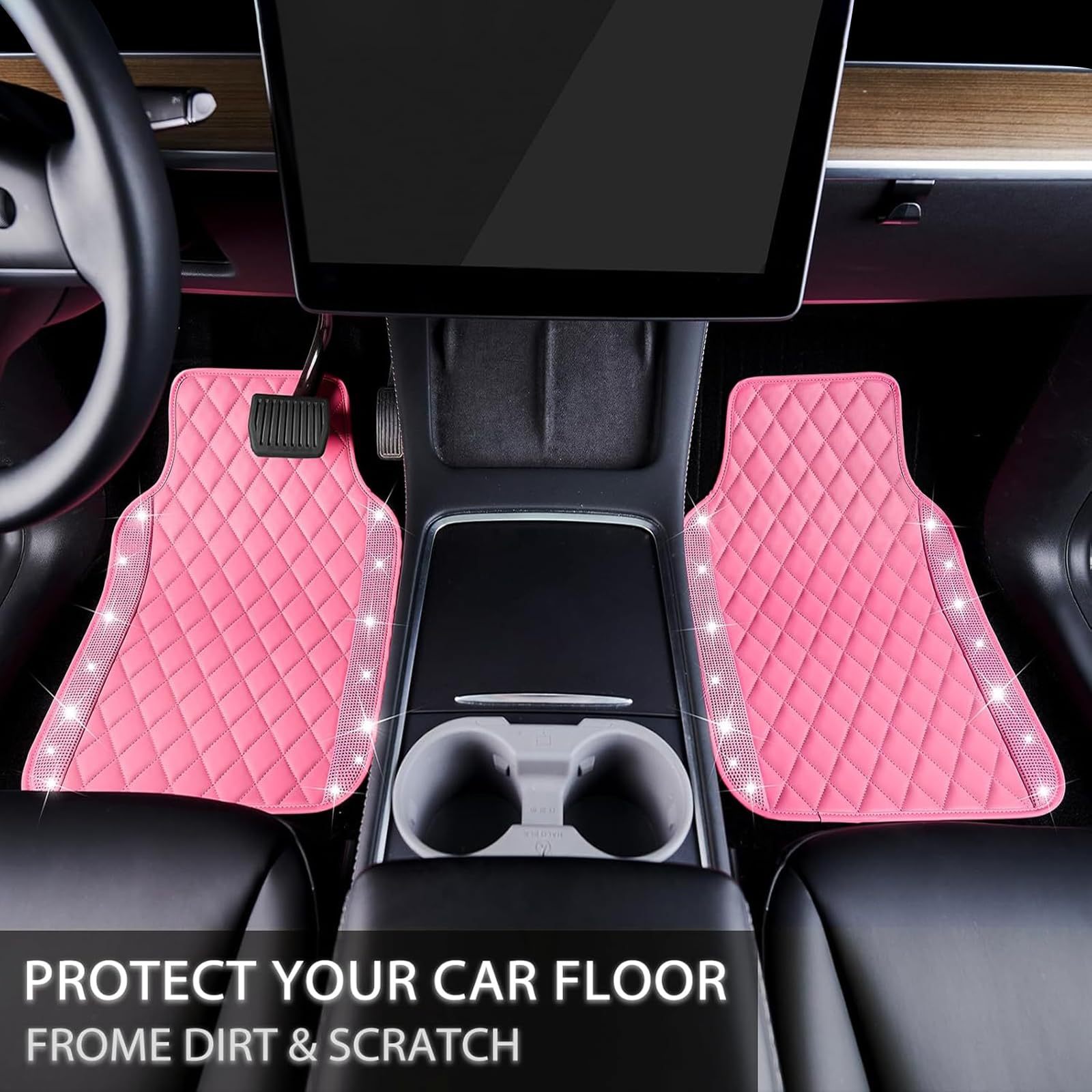 Cross-Border Foreign Trade Car-Mounted Diamond-Encrusted Anti-Slip Car Floor Mats, Universal Carpet Floor Mats, Easy to Clean, All-Season Floor Mats