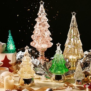 Luminous Christmas Tree Decorations Ornaments Snow Crystal Ball Music Box Music Box Girls Children Christmas
