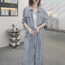 简约时尚休闲套装女2024夏季新款防晒服宽松显瘦洋气外套+长裤