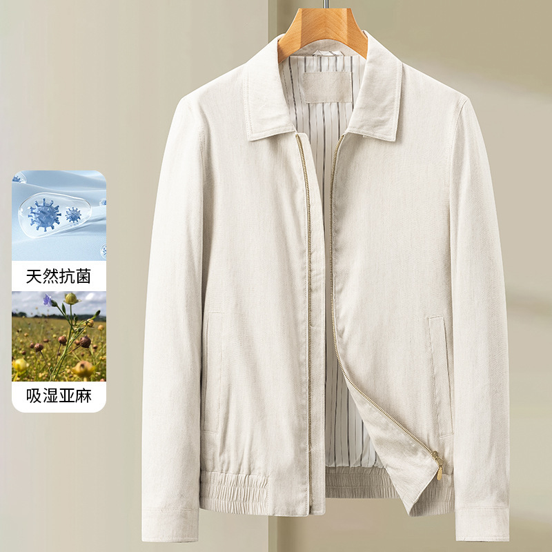 Old Money Style Linen Jacket Men 2025 Autumn New Fashion Casual Trendy Jacket Light Luxury Lapel Top Men