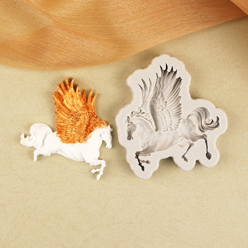 Pegasus alas caballo carrusel unicornio fondant cake chocolate DIY molde de silicona para hornear en stock lot