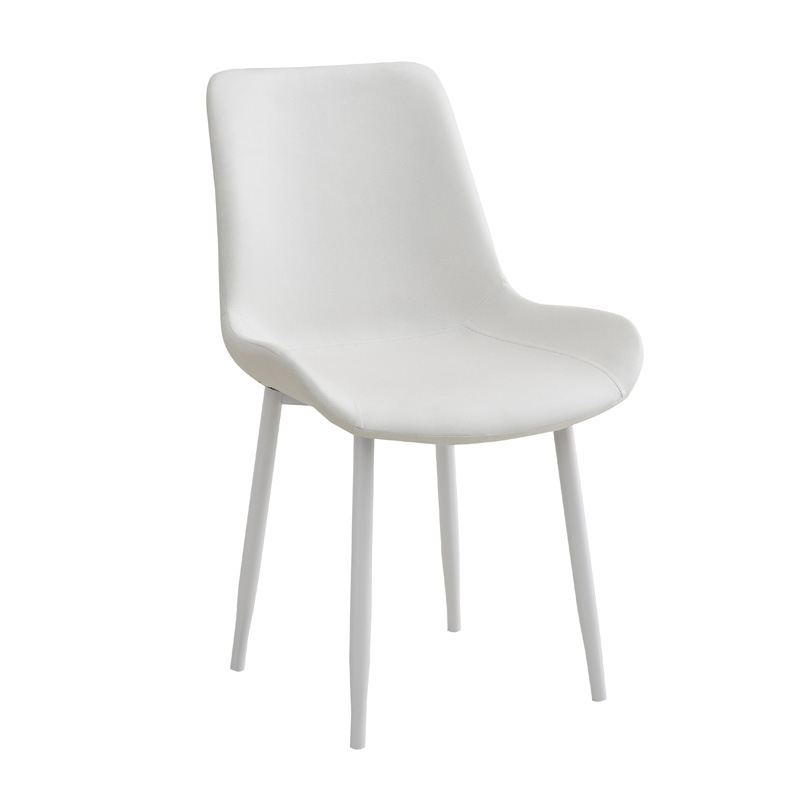 Silla de comedor de cuero de lujo simple y ligera, silla de recepción de doble propósito, silla de acero al carbono, silla de comedor duradera