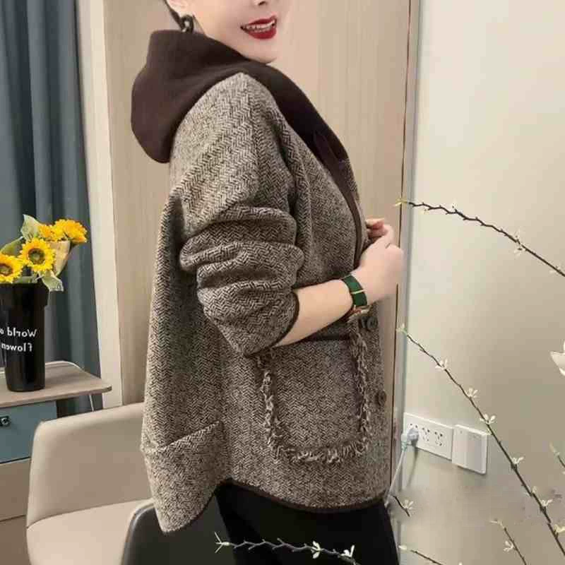 Xiao Xiangfeng короткое пальто женская весна и осень мама шерстяной кардиган среднего возраста женская осенняя куртка минус возраст топ