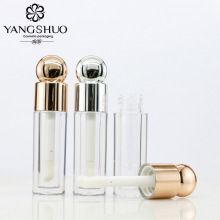 现货扁圆金盖透明瓶唇彩管大刷头唇釉空管4.5ml化妆品包材定制