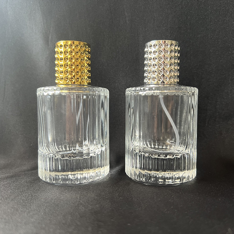 现货B125-50ml 竖纹简约香水喷雾瓶化妆品分装瓶便携式玻璃空瓶子