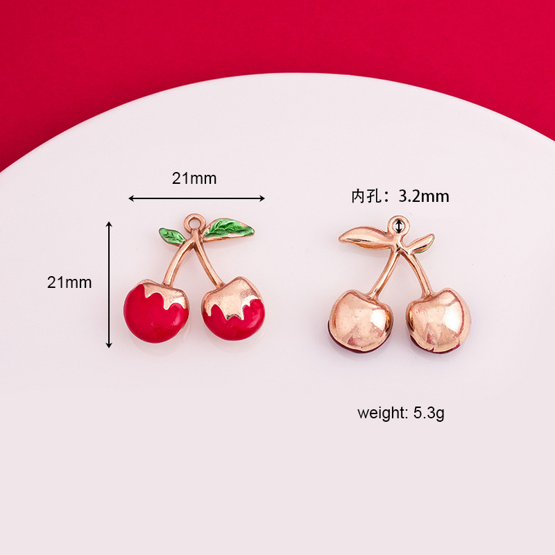 Accesorios de cereza de Manzana de Metal vegetal goteo aceite aleación llavero fruta pendientes pulsera pequeño colgante