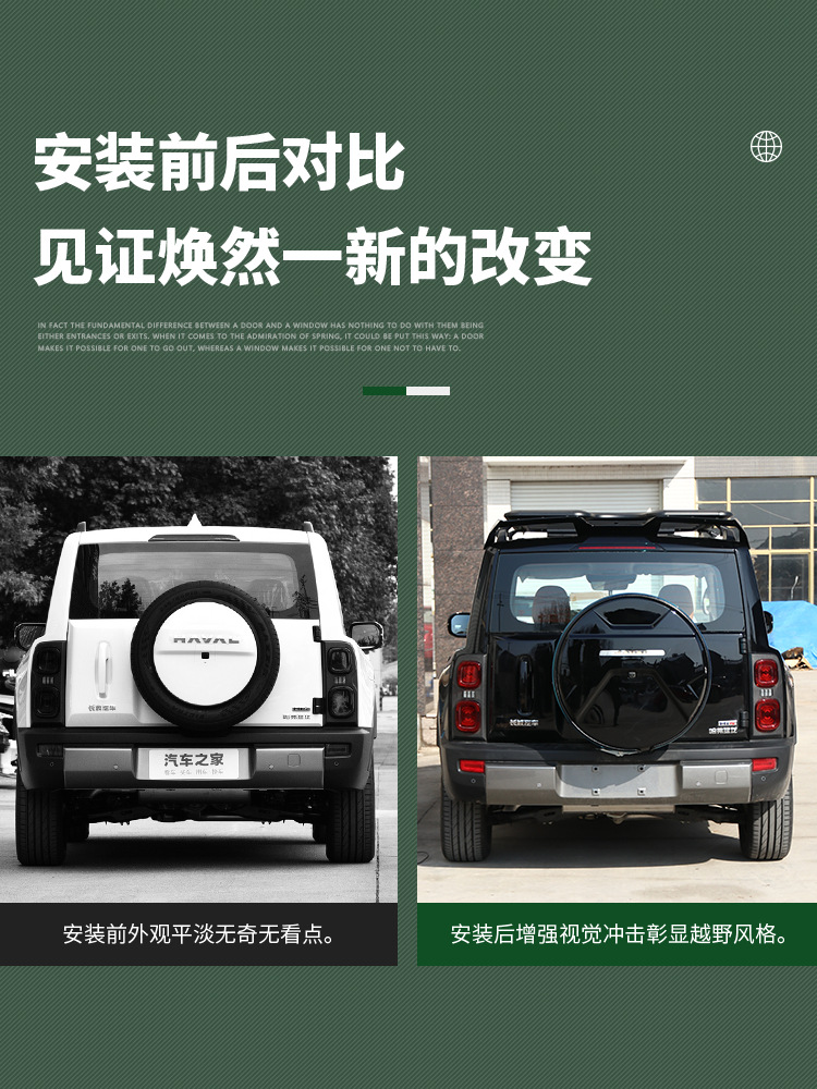 Suitable for Haval Raptor Spare Tire Cover, New Tire Cover, Blackened Spare Tire Shell, Tire Cover, Exterior Off-Road Vehicle Decoration