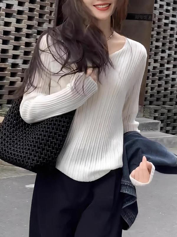法式高级感独特漂亮白色V领上衣女2025年秋季新款针织衫设计小众|undefined