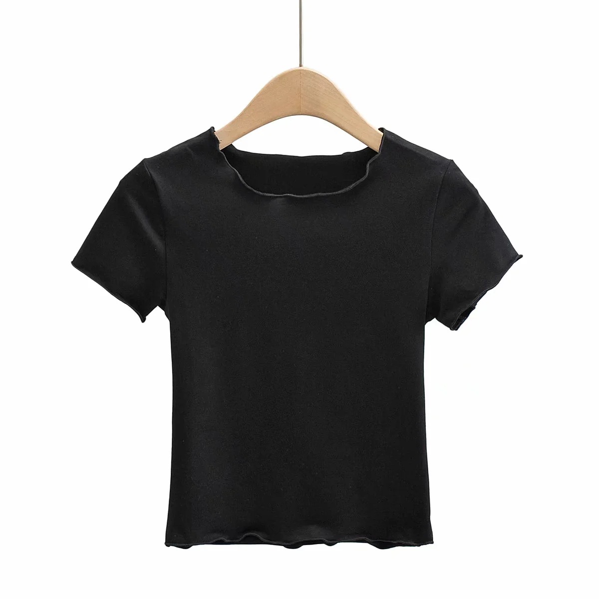 round neck solid color short-sleeved T-shirt  NSHS50532