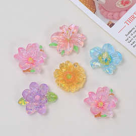 清透可爱小花卡通创意手工diy奶油胶配饰树脂配件饰品材料包批发
