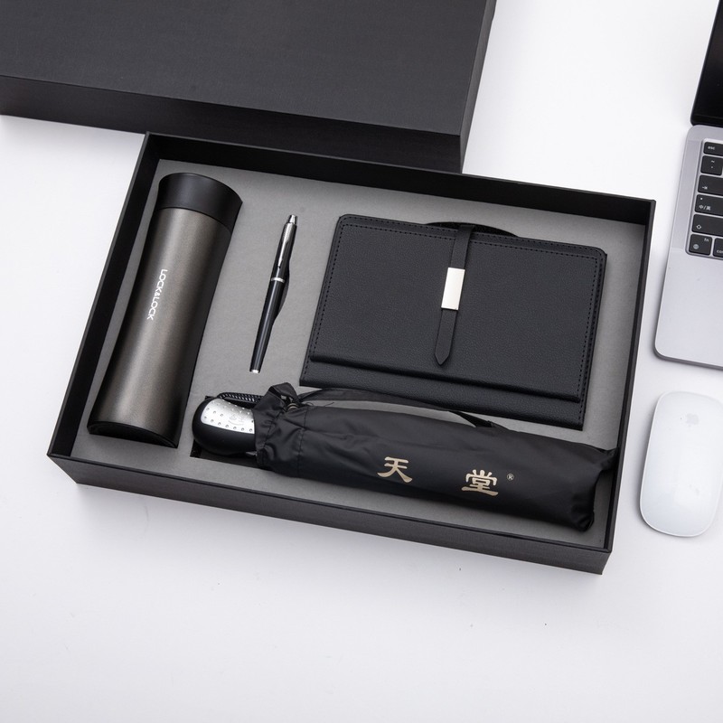 ビジネス a5pu ノートブックロック魔法瓶カップギフトボックスセットカスタムロゴ名刺ホルダー傘企業記念品|undefined