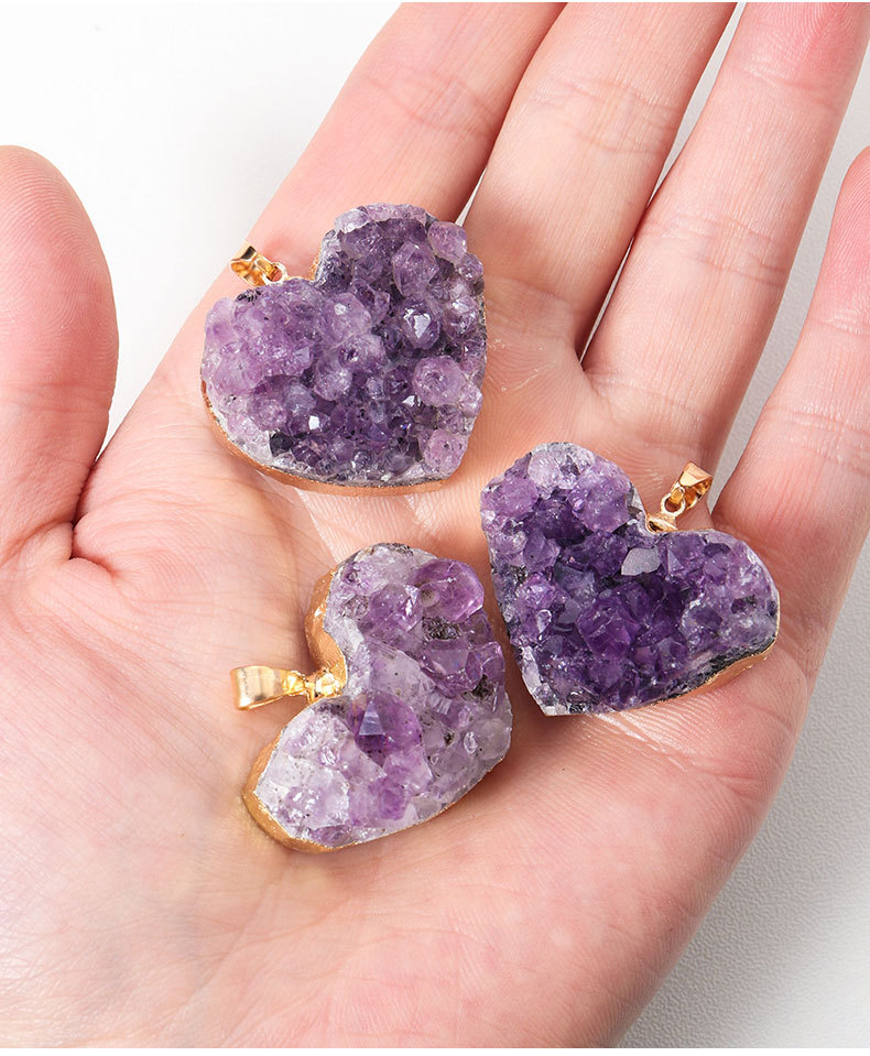 20g Weight 1 Piece Quantity Daily Occasion 1 Piece Amethyst Heart Shape Pendant DIY Jewelry Accessories