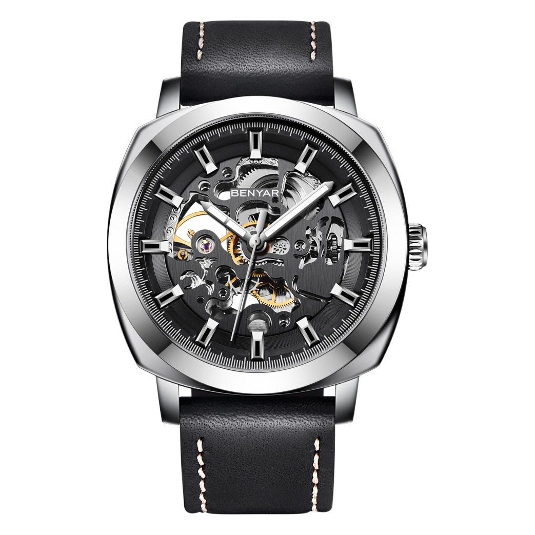 Binya BENYAR 5121 nuevo hueco cuadrado reloj mecánico automático moda clásico reloj impermeable de los hombres