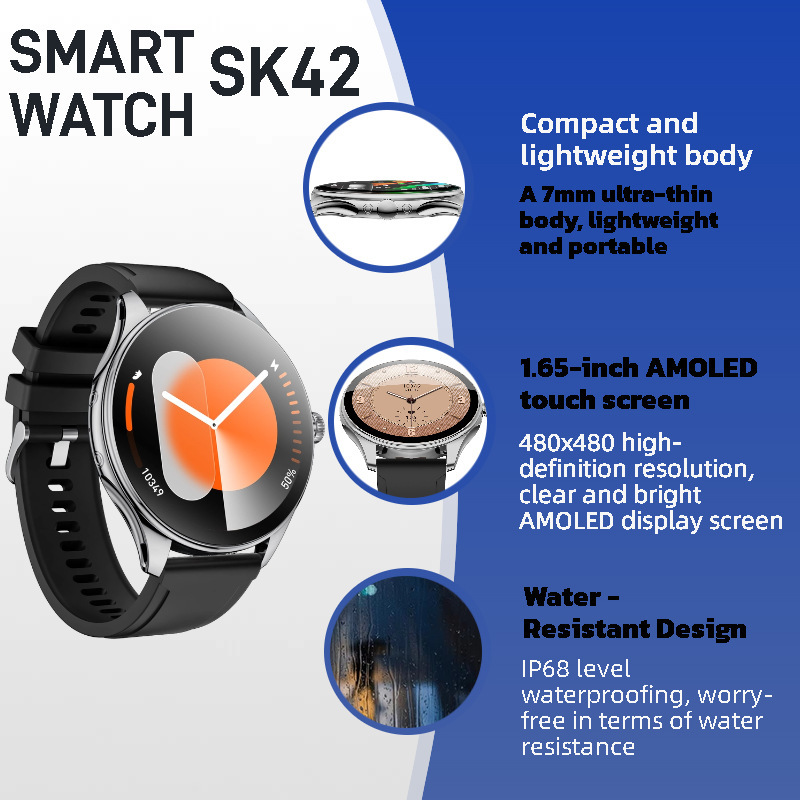 Sk42 Ultra-Long Battery Life 30-Day Watch with True Heart Rate and Blood Oxygen Monitoring, Chatgpt Smart Ai, 1.65 Amoled Screen