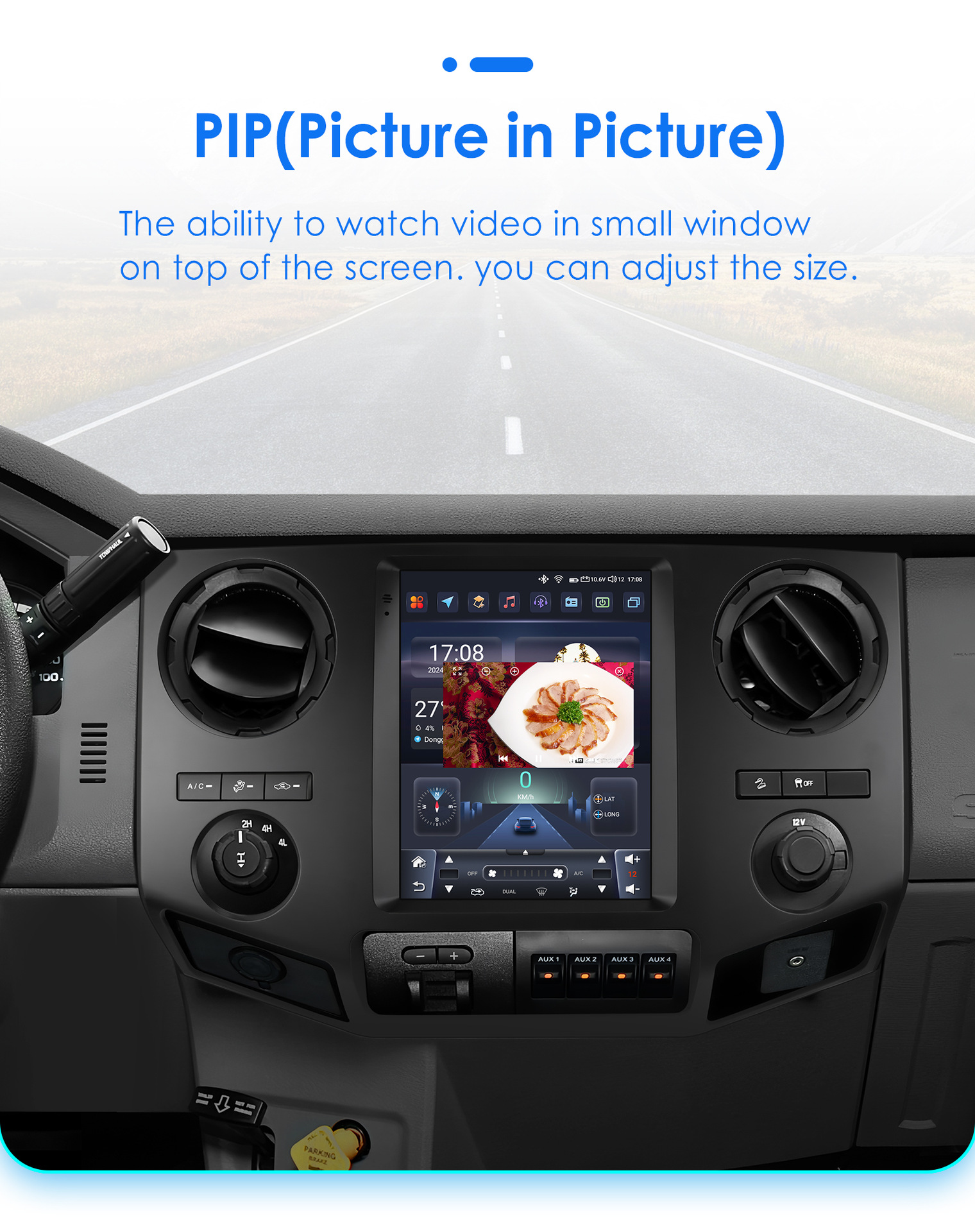 Suitable for 09-16 Ford F250 F450 Smart 9.7inch Vertical Screen Frame Car Navigator All-In-One Machine