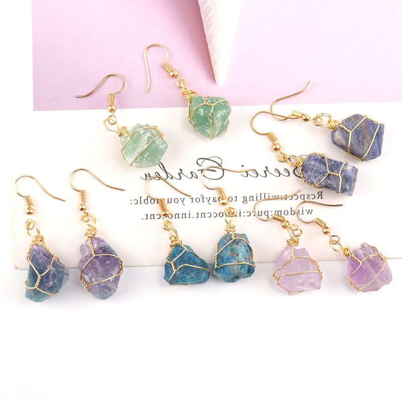 Women'S Gender Asymmetrical, Plating Design 1 Pair Simple Style Irregular Asymmetrical Plating Natural Stone Metal Drop Earrings