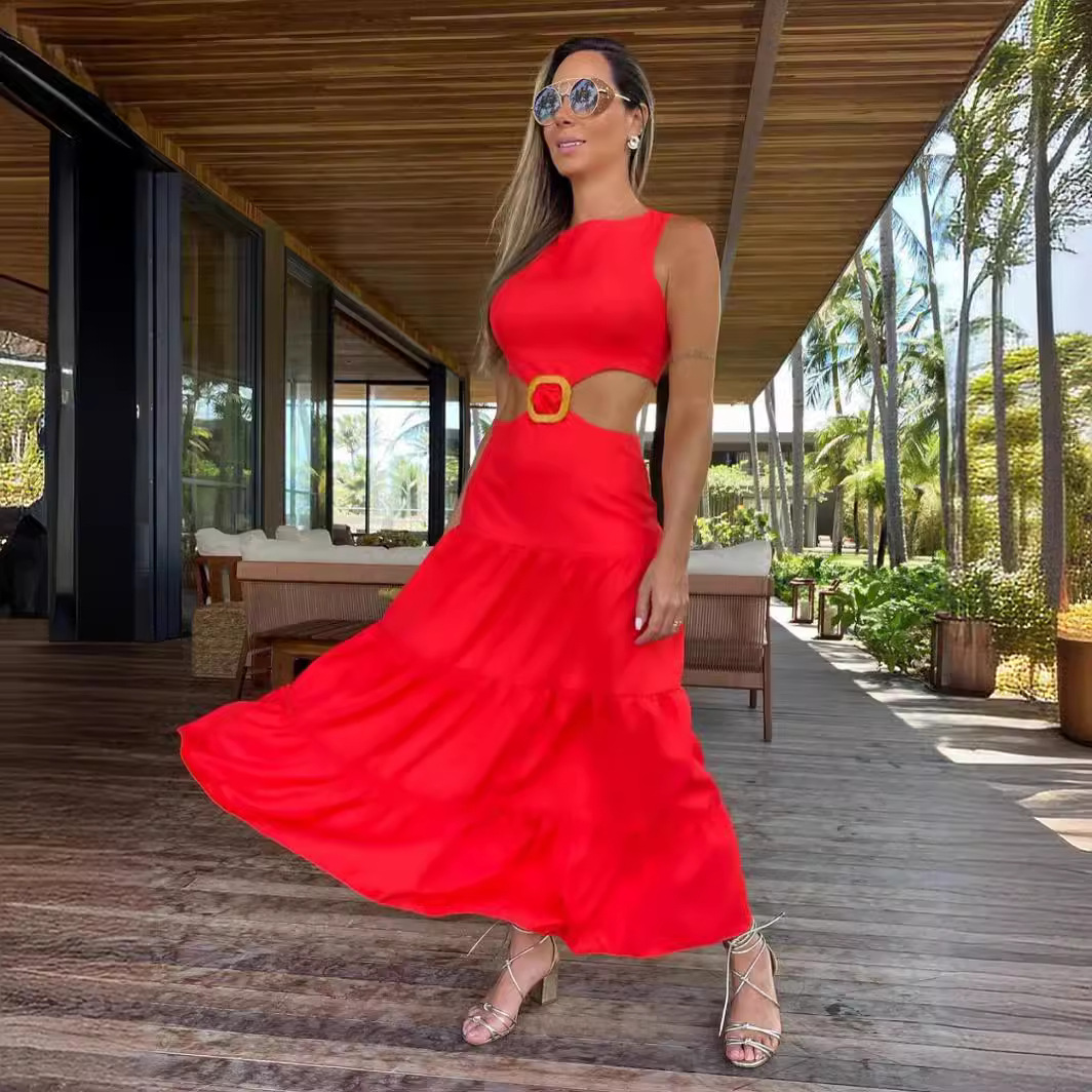 U Neck Neckline Wholesale Women's Elegant Solid Color Daily Beach U Neck Sleeveless Regular Dress