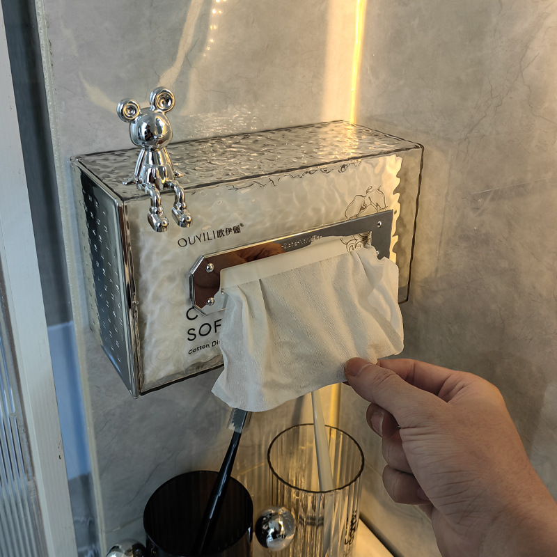 化妆室一次性洗脸巾收纳盒壁挂家用擦脸洁面巾放置盒置物架免打孔