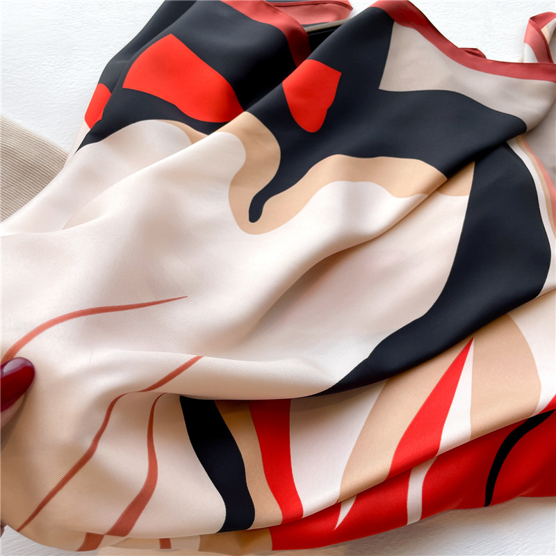 Summer, Spring Season Women's Gender Printing Design Elegant Style Women's Elegant Stripe Polyester Printing Scarf