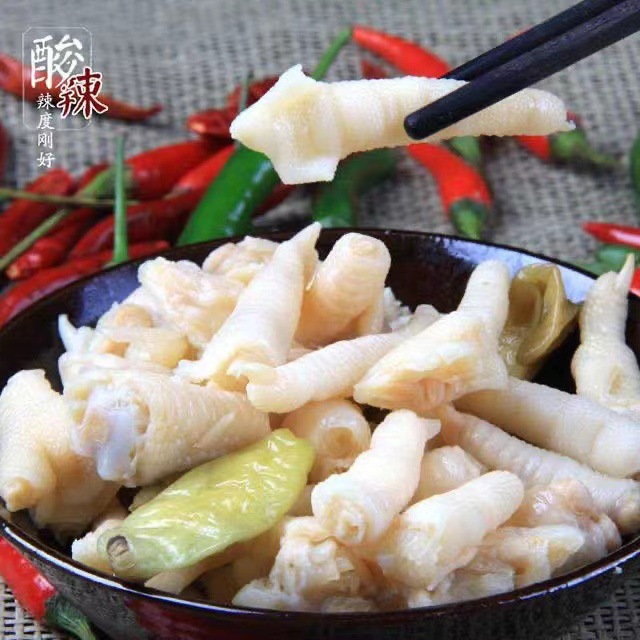 重慶風味100g泡椒鳳爪野山椒泡雞爪獨立包裝香辣雞腳零食網紅雞爪