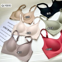 Spring/Summer Collection YX5510 Fixed-Cup Jelly-Strip No-Ring Sports Bra | Women's One-Piece Push-Up Seamless Bra