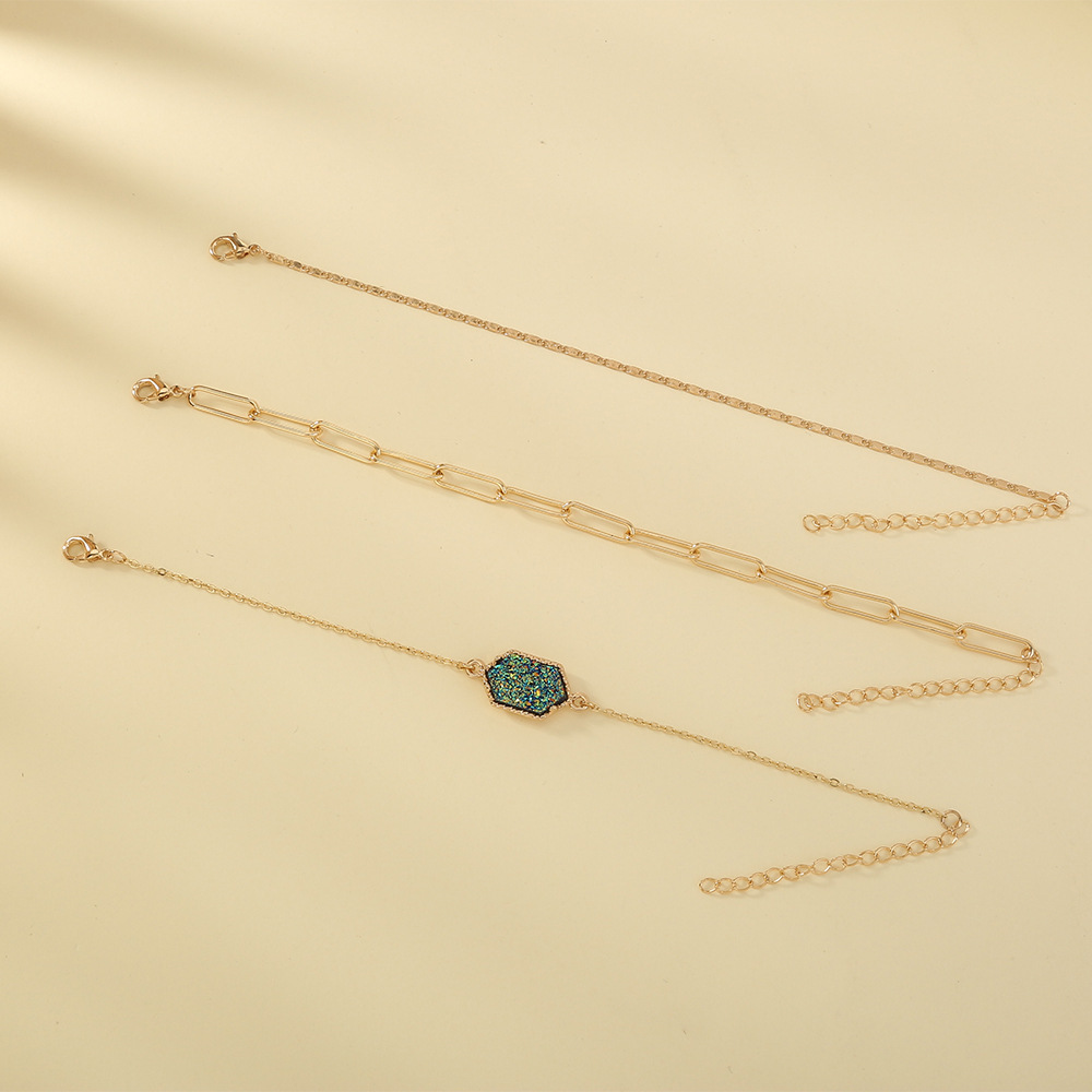 Nihaojewelry Simple Cristal Géométrique Cluster Chaîne En Treillis Bracelet Multicouche Bijoux En Gros display picture 4
