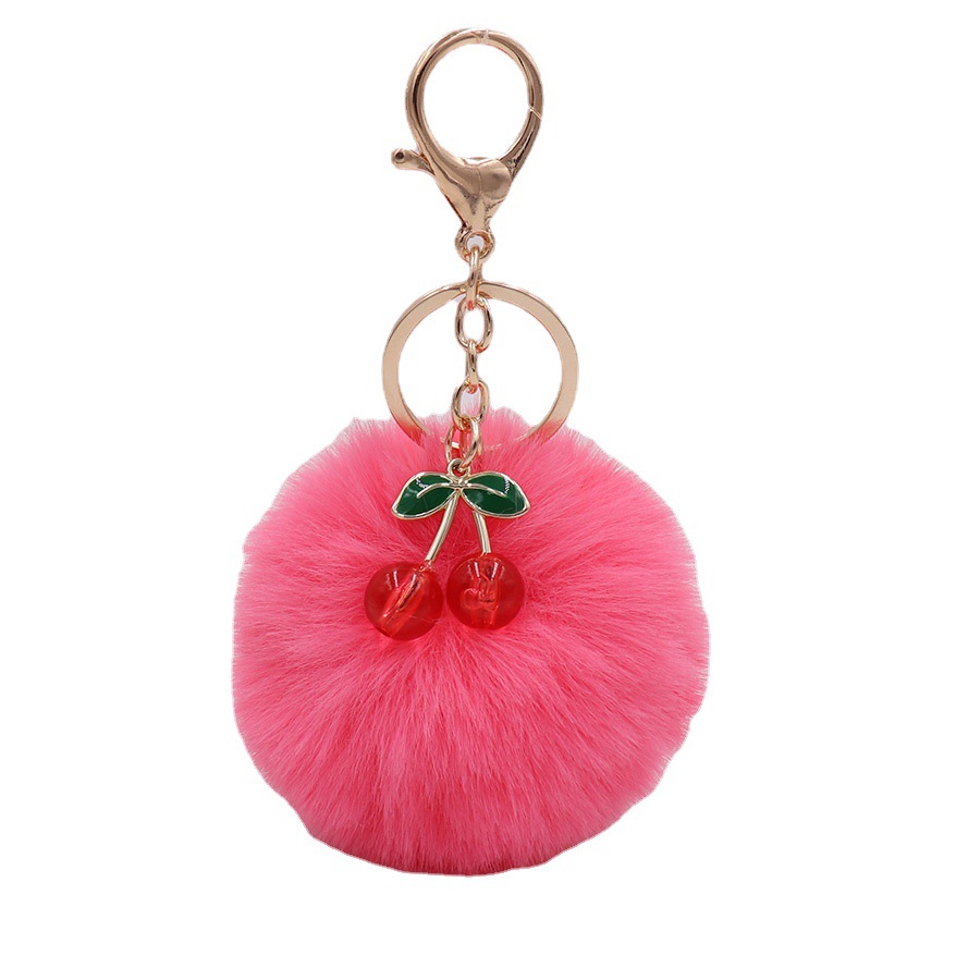 Lindo llavero de peluche de cereza aleación bolsa de bola de piel de cereza colgante bolsa de Ropa Accesorios de llavero