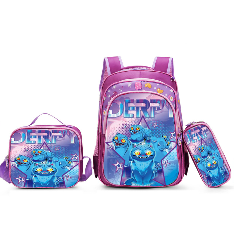 Nuevo Kpop América del Sur 16 pulgadas tres piezas juego de tirón para niños 3D brujas caza mochila de hombro para estudiantes doble espalda