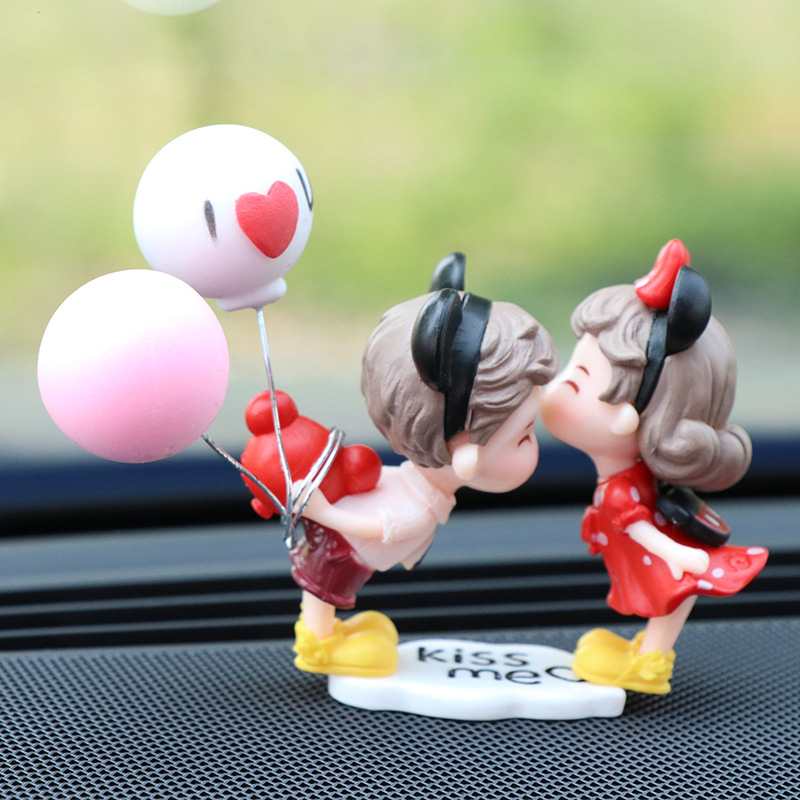 Cute Cartoon Personality Colorful Balloon Couple Car Ornaments Women's Light Luxury Car Interior Decoration
