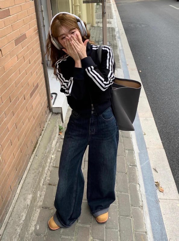 美式三条杠短款外套女2025新款秋季韩系立领棒球服运动穿搭上衣|undefined