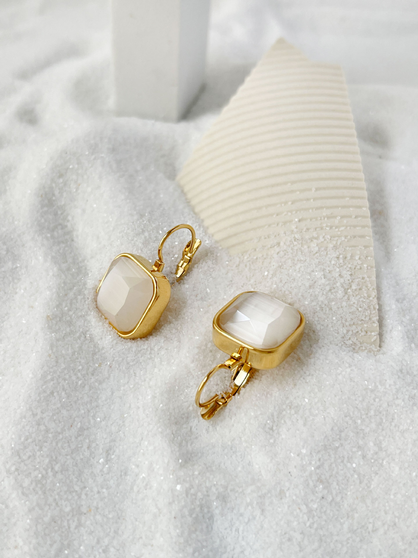 Simple Style Square Stainless Steel opal Plating Drop Earrings 1 Pair