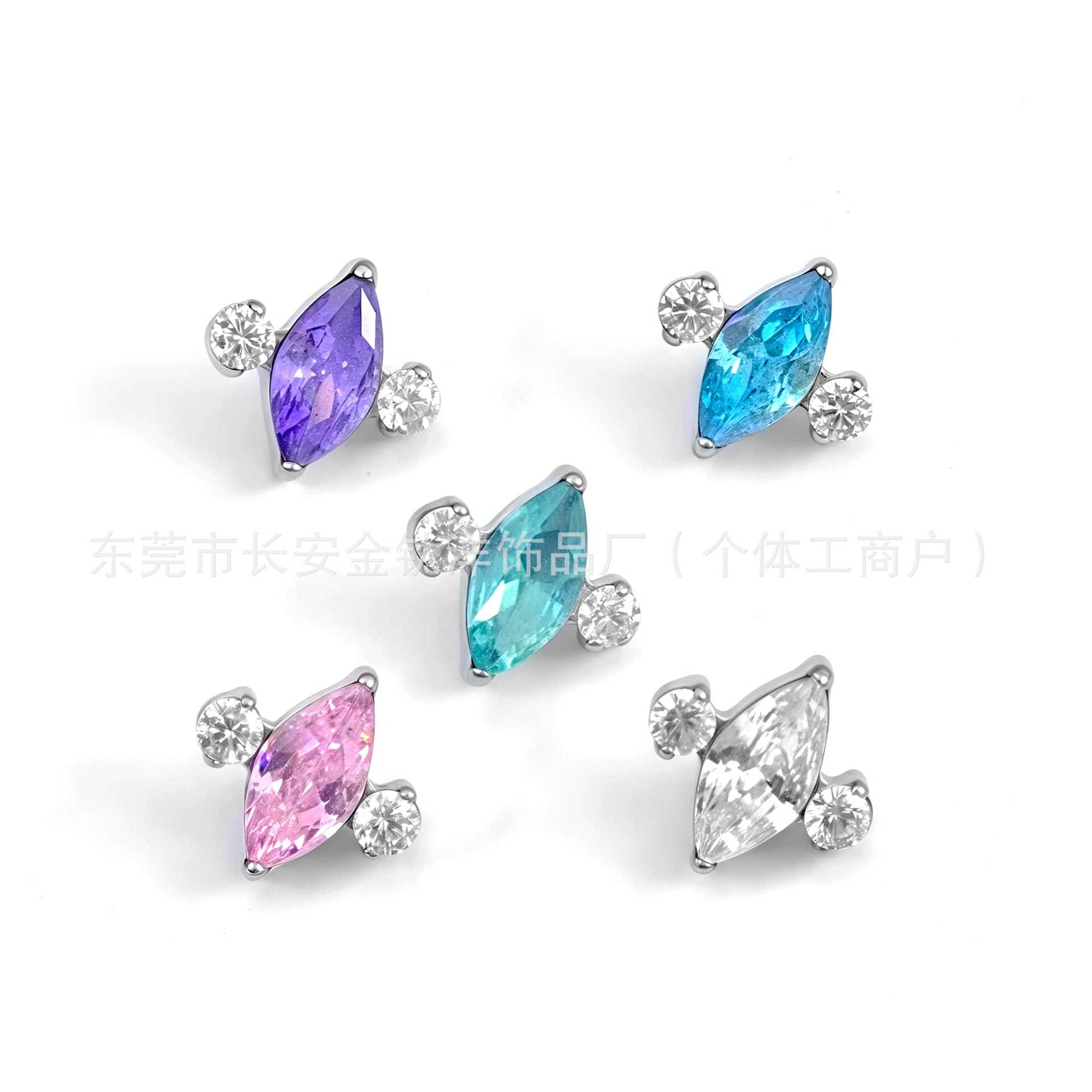 F136 Titanium Small Airship 5A Zircon Lip Nose Ear Bone Nail 14G Labret Stud detail image 8