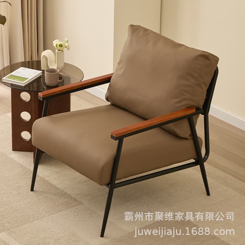 Silla de sofá individual de ocio minimalista de lujo ligero, cafetería, sala de billar, sala de estar, dormitorio, balcón, silla de recepción del hotel