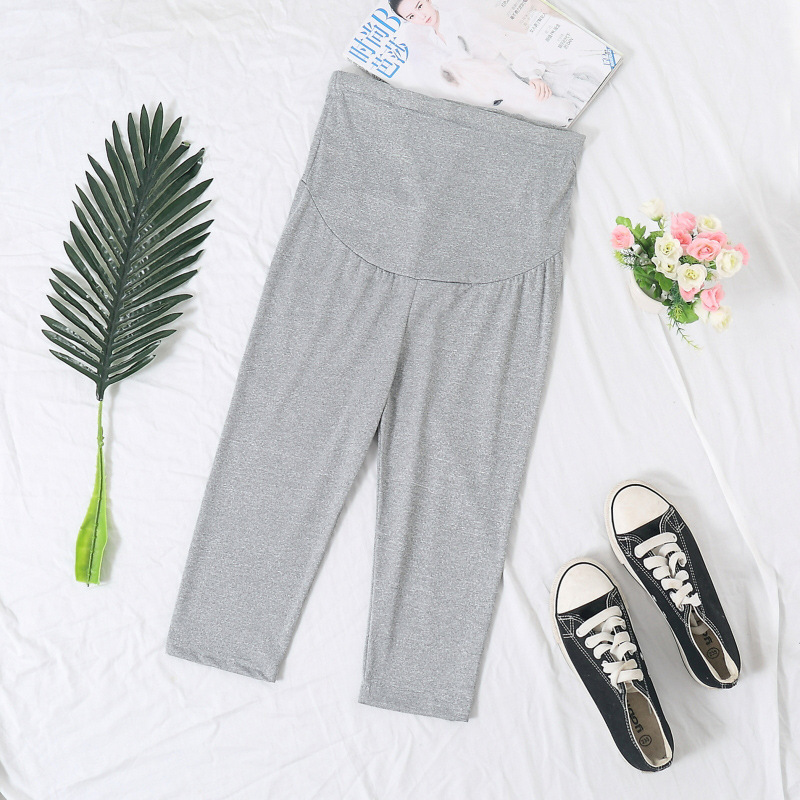 Pregnant Women's Solid Color Cotton Cropped Leggings Adjustable Korean Fashion Trendy Mom's Outer Wear Pregnant Women's Pants Spring and Summer Thin Pregnant Women's Solid Color Cotton Cropped Leggings Adjustable Korean Fashion Trendy Mom's Outer Wear Pregnant Women's Pants Spring and Summer Thin