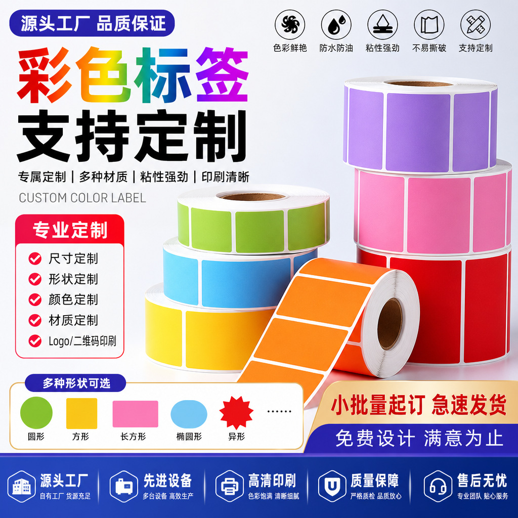 ฉลากกาวสีแบบสั่งทำ ม้วนกระดาษสังเคราะห์กันน้ำแบบเปล่า กระดาษเคลือบ PET กระดาษพิมพ์ความร้อน