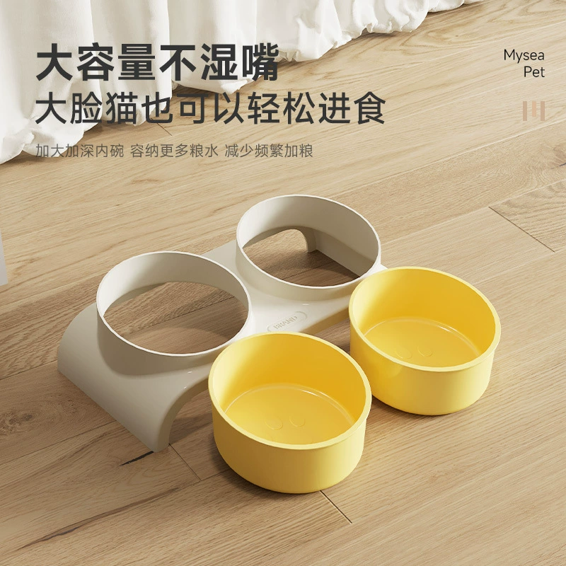 Экологичная двойная миска для кошек Mai Shi с наклонным краем, миска для собак для воды и корма, защищает шейные позвонки и предотвращает проливание