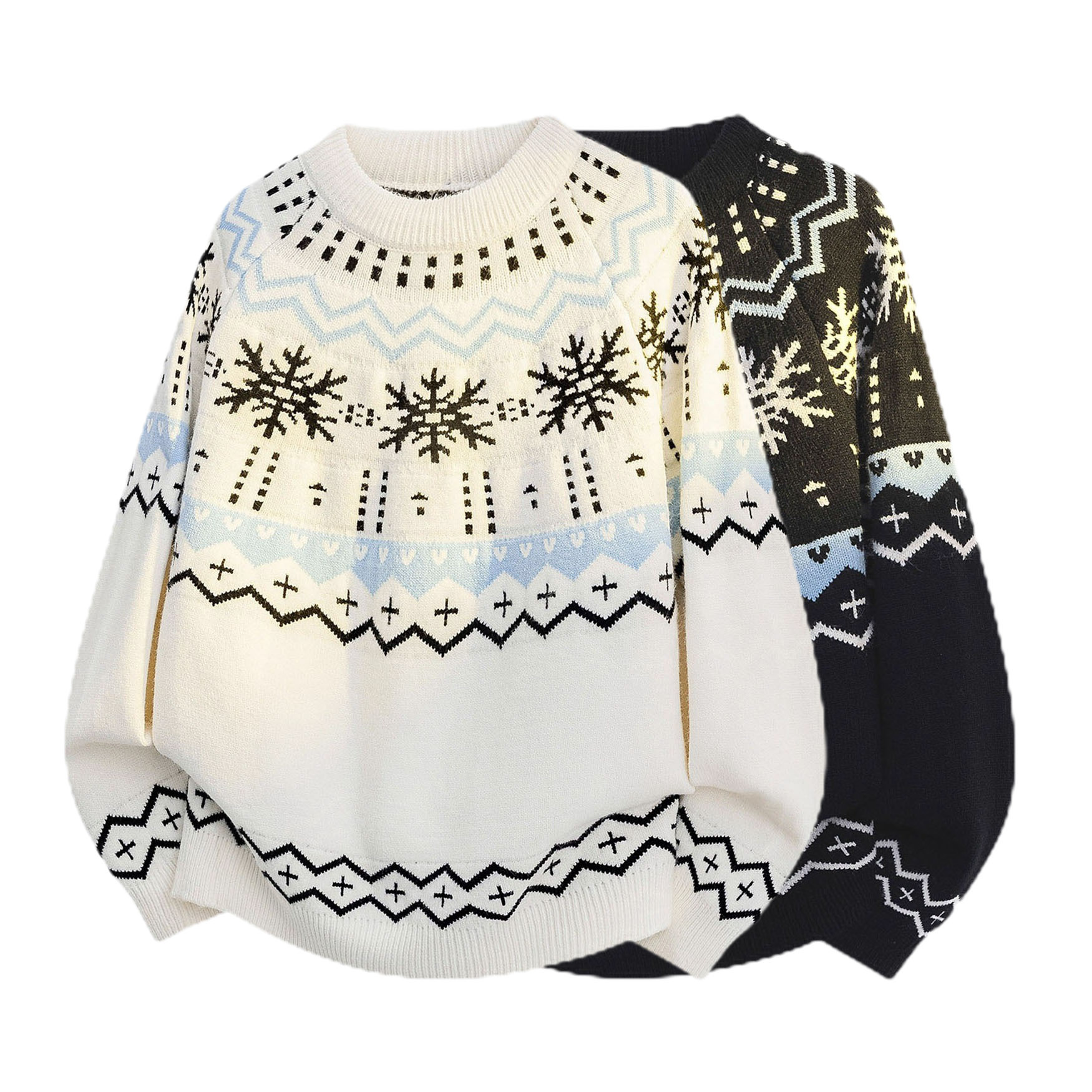 Explosiones transfronterizas de tamaño europeo gran tamaño Fair Island Jacquard jersey suéter hombre flocos de nieve Navidad otoño invierno fábrica de marea mayorista